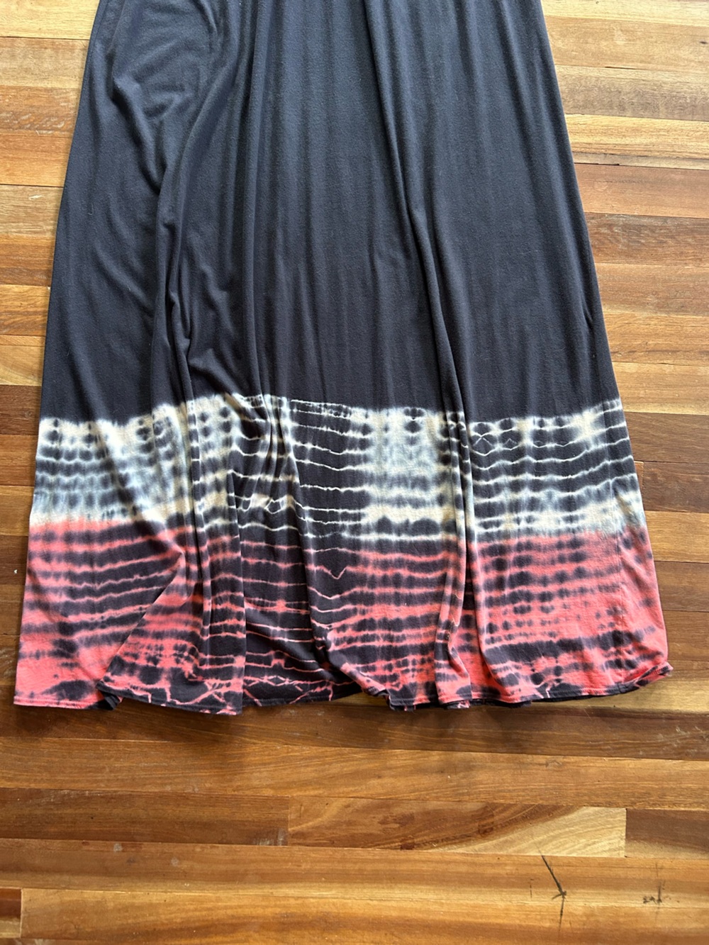 Gypsy Black Pink Maxi Dress Tie Dye Bottom Empire Waist S - Picture 7 of 12